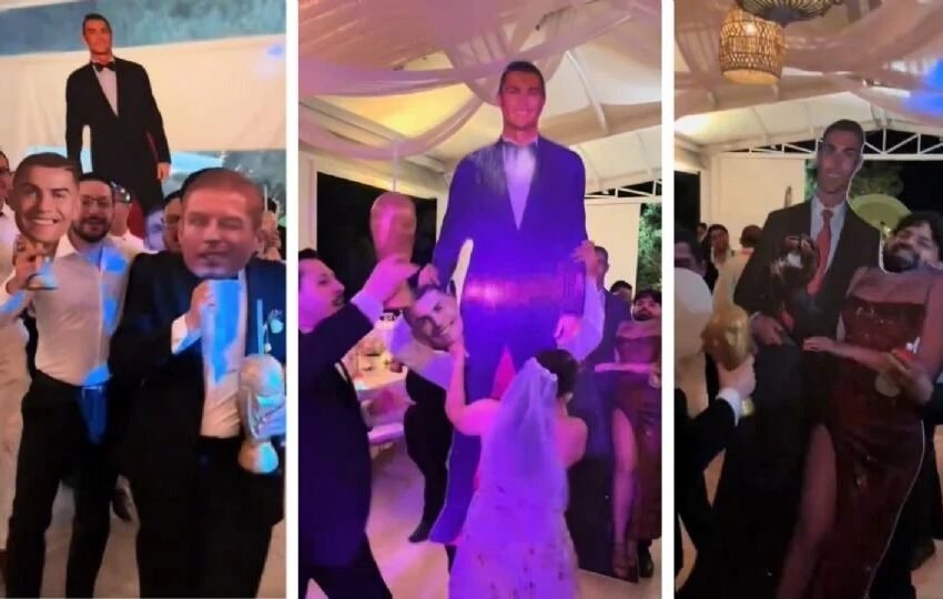 Una boda con temática de Cristiano Ronaldo se vuelve viral; bailaron con un CR7 de cartón de tamaño natural