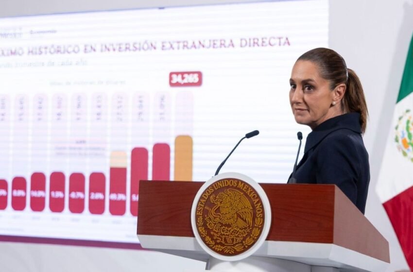  Claudia Sheinbaum celebra inversión extranjera récord en México: “Ni los aranceles frenaron la economía”