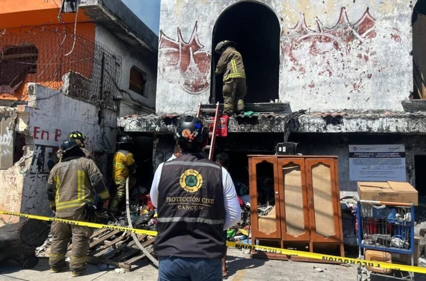 Indigentes provocan nuevo incendio en edificio abandonado de la Supermanzana 69 en Cancún
