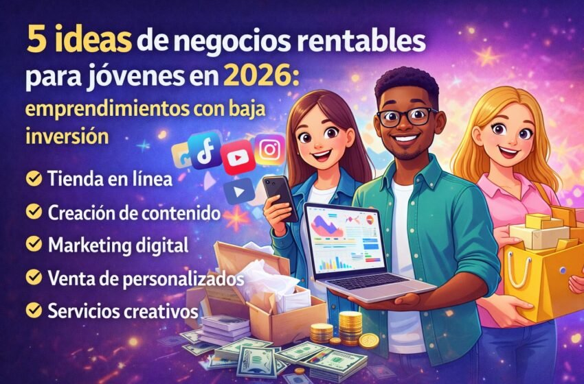  5 ideas de negocios rentables para jóvenes en 2026: emprendimientos con baja inversión