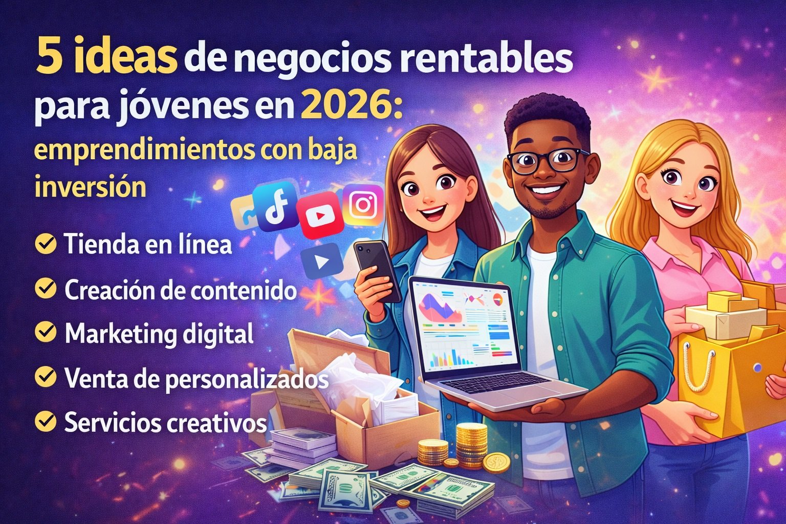 5 ideas de negocios rentables para jóvenes en 2026: emprendimientos con ...