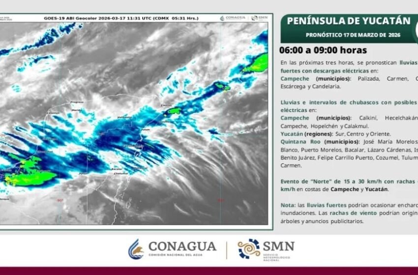  Así estará el clima hoy en Quintana Roo: alertan por chubascos y tormentas eléctricas