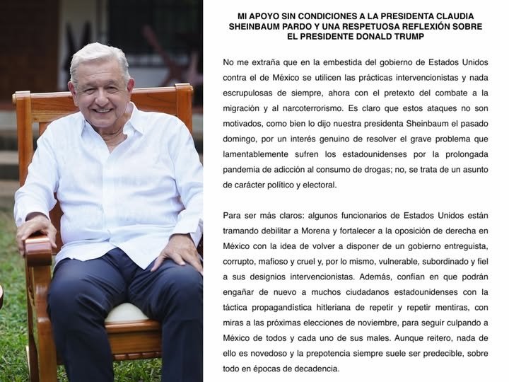  AMLO pide que regrese “el otro Trump” y respalda a Claudia Sheinbaum ante tensiones con Estados Unidos