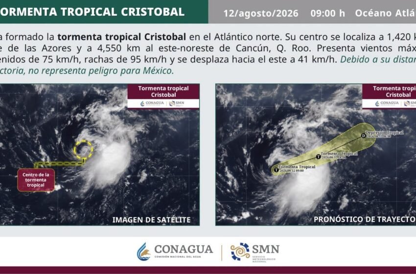  Tormenta tropical Cristóbal se forma en el Atlántico Norte; no representa peligro para Quintana Roo