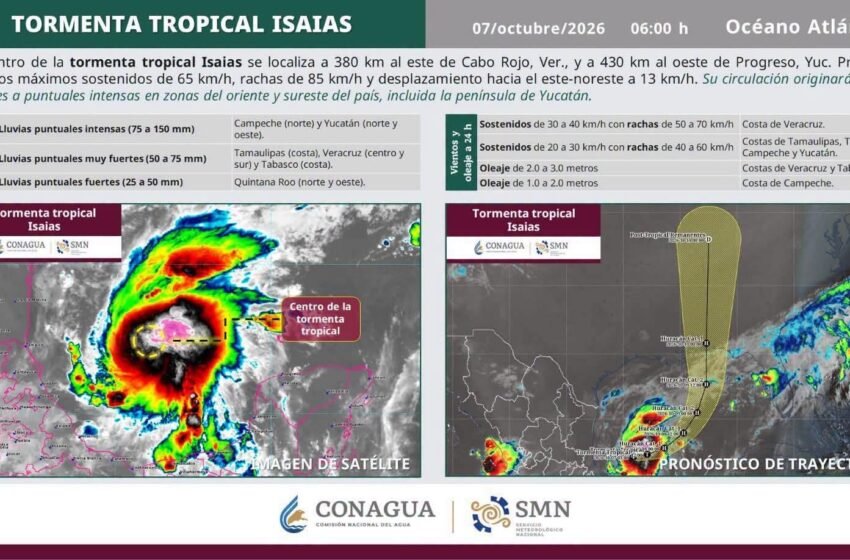  Tormenta Tropical Isaias se acerca a la Península de Yucatán; prevén lluvias fuertes en Quintana Roo