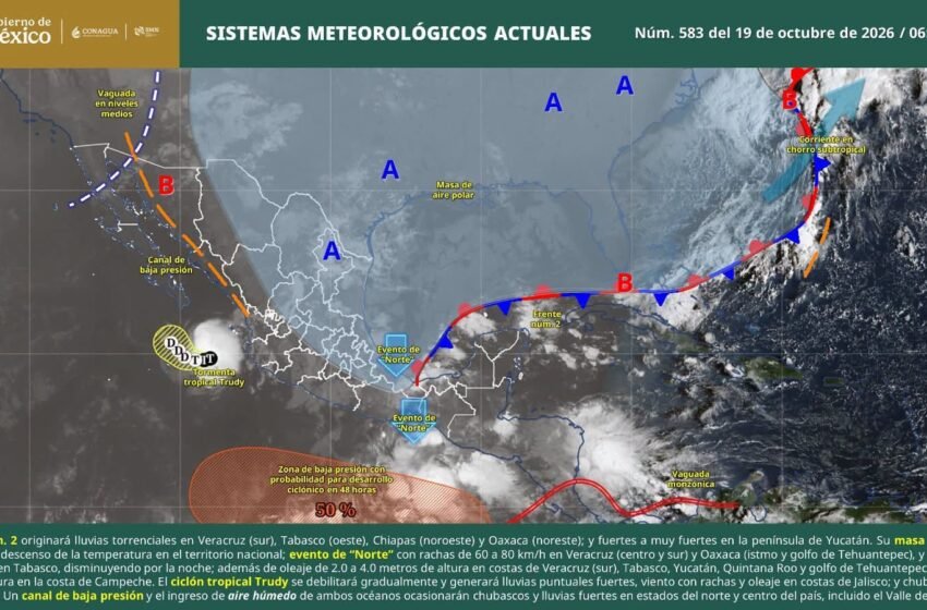  Frente frío 2 provocará lluvias fuertes en Cancún durante las próximas 24 horas